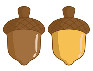 Cute Acorn Illustration with Textured Oak Cap Collection © MerinaDwi