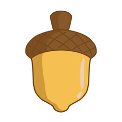 Cute Acorn Illustration with Textured Oak Cap © MerinaDwi