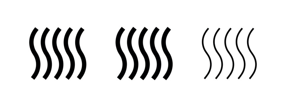 Steam and heat wave line icons