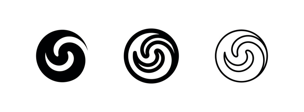 Set of Swirl Spiral Vector Icons in Different Line Weights