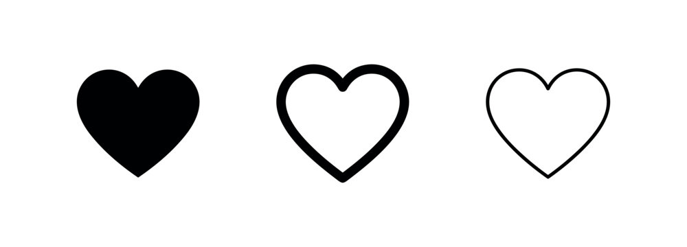 Heart vector icons for love and healthcare themes