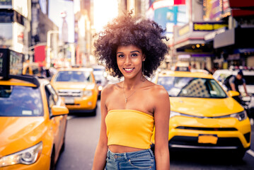Beautiful black young woman in New York city