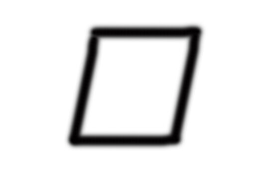 Simple black outline of a quadrilateral parallelogram geometric shape on white background with quadrilateral parallelogram geometry quadrangle background illustration
