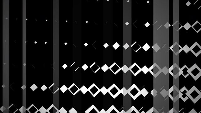 Monochrome abstract pattern with scaling geometric squares and vertical stripes, ideal for vj loops, video transitions and motion graphics