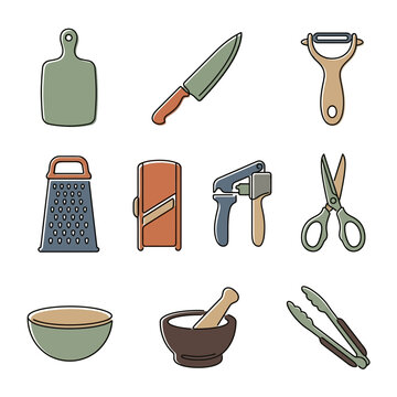 Kitchen Utensils Collection Isolated on Transparent Background