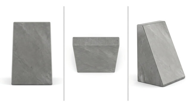 Polished stone bookend multiple angle view isolated on white background, product reference sheet