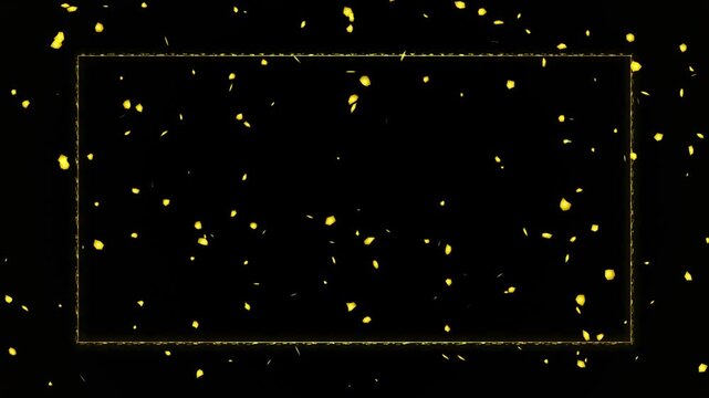 Gold Confetti Frame Border Animation with Empty Space for Text on Black Background