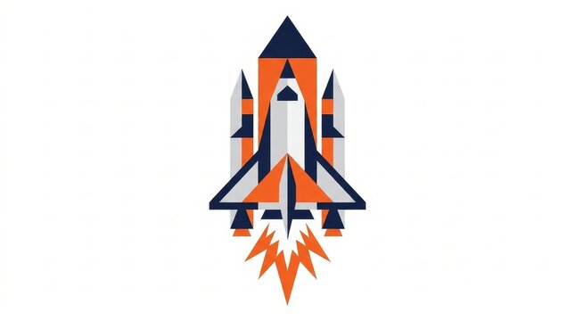 Science - Geometric space shuttle launch vector illustration on white background