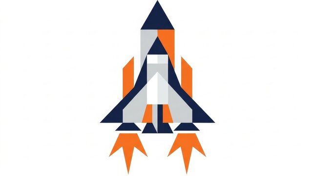Transportation - Geometric space shuttle rocket vector illustration