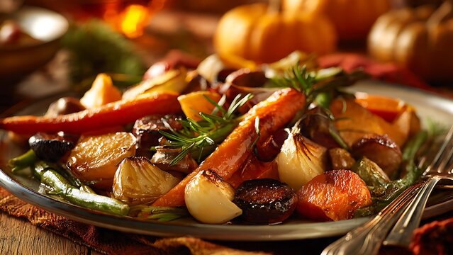 Roasted Autumn Vegetable Platter for Thanksgiving Dinner.