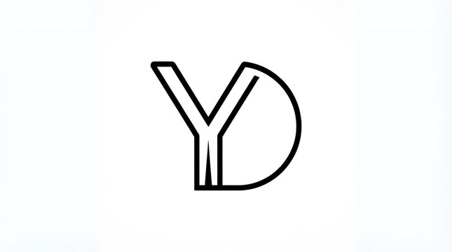 Minimalist YD letter logo, black line art monogram on white background, modern geometric typography for corporate branding