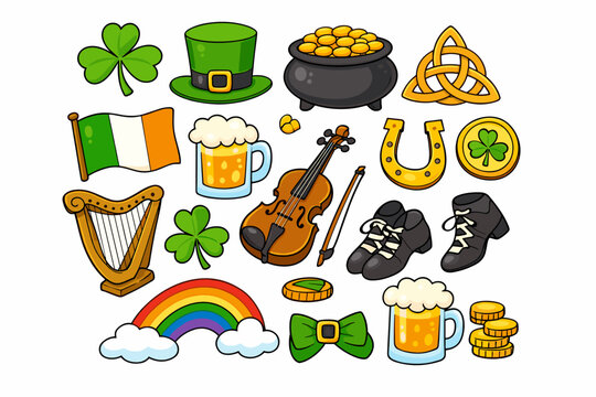 St. Patrick's Day Icons Collection: Luck, Music, and Irish Symbols