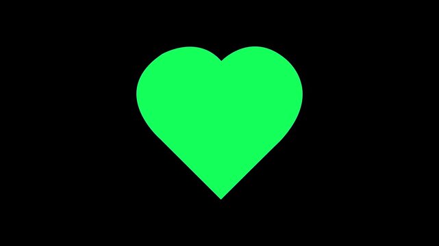 Bright green heart shape isolated on a transparent background