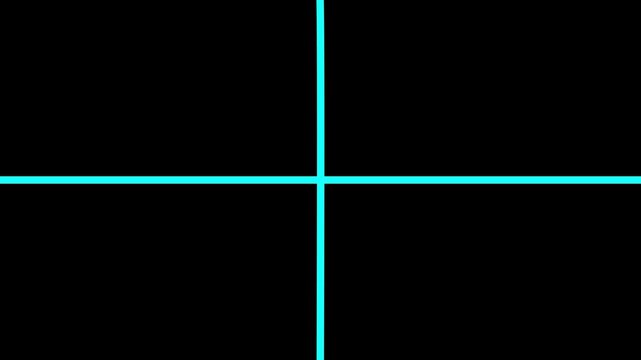 Cyan Neon Intersecting Lines forming a Crosshair on Black Background  Neon Grid Lines Intersecting on Black - Motion Background Loop
