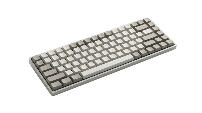 Grey Keyboard with White Keys On White Background