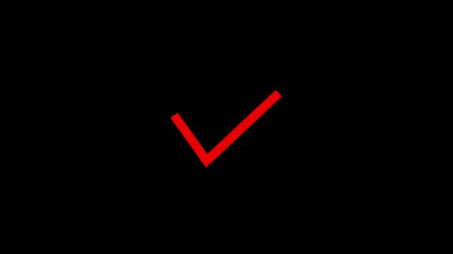 red Neon Glowing Checkmark Icon Isolated on Black Background Magenta Animated Tick Symbol for Success and Task Completion Concept
