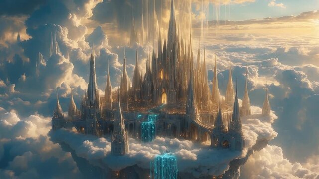 Futurism science fiction urban cityscape, cyber city town panorama building future AI Generative