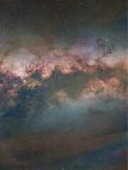Dense Milky Way star field stretches across a soft cosmic cloudscape, creating a dreamy astronomy background ideal for space, science, fantasy and inspirational visual projects. © UQink