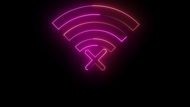 Wireless signal pulsing with neon pink and purple glow against a dark background with subtle motion