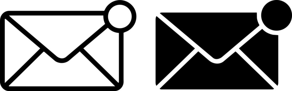 Mail envelope with notification dot badge representing new email message and unread inbox.