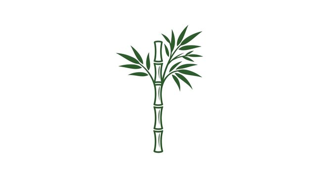 Minimalist green bamboo tree logo isolated on a clean white background, featuring a stylized bamboo stem and leaves