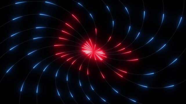 Neon line Animated glowing Magic being formed by multiple icon with an alpha .futuristic neon illuminates a black background.
