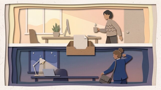 Paper illustration of an asynchronous handoff between time zones