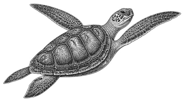 Graceful sea turtle gliding through the water.