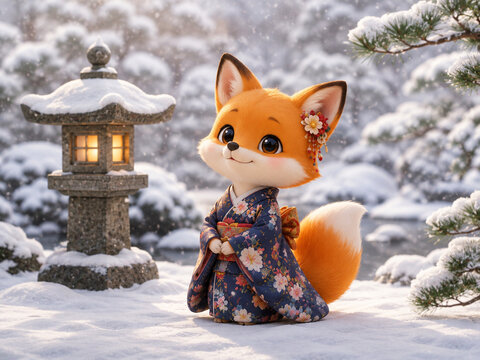 Snow Garden Fox generated by AI