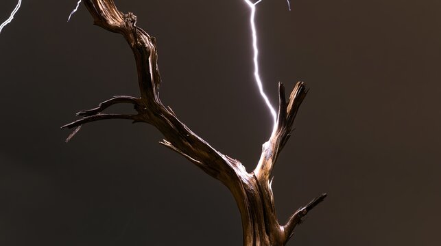 charred. Lightning strike hitting a solitary tree during a thunderstorm. ESG reports, sustainability campaigns, designed for environmental awareness campaigns, promotes sustainability.