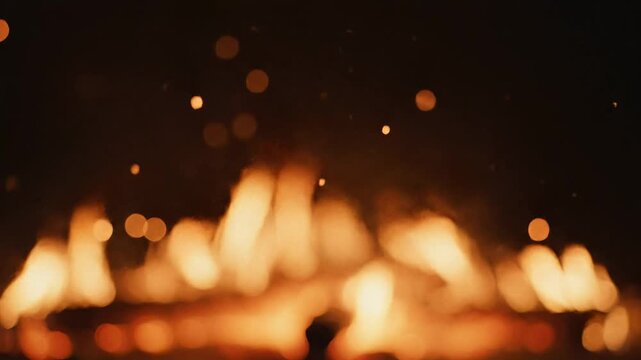 Abstract Fire Background With Rising Embers And Warm Glowing Bokeh
