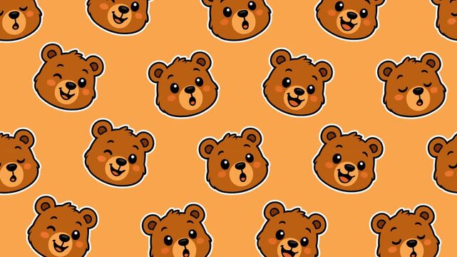 Cute Bear Pattern Scrolling Down Looping Motion Background