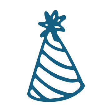Single cute party hat cone doodle vector illustration