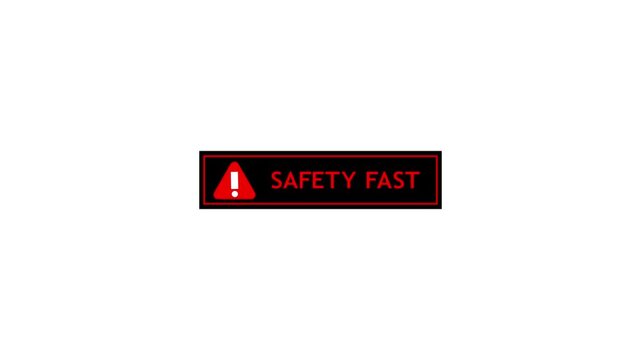Safety fast warning sign with red exclamation mark icon