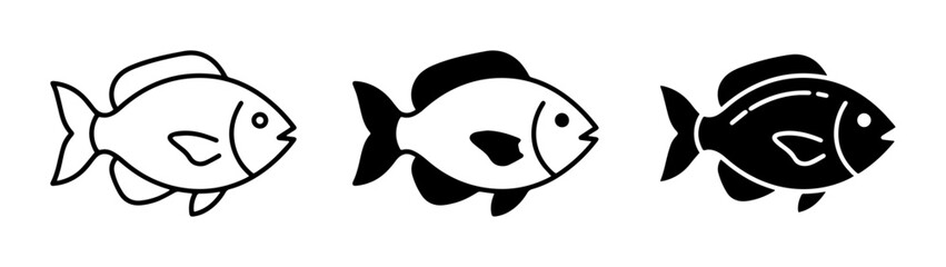 Fototapeta premium Fish Icons, Simple Aquatic Animal Graphics, Vector Set