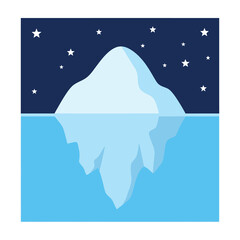 Fototapeta premium Iceberg floating in ocean under starry night sky symbolizing hidden dangers