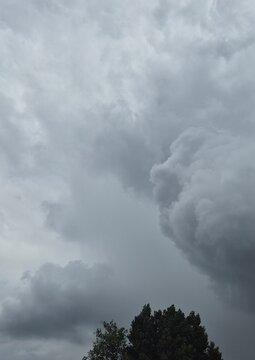 Grey looming storm clouds cumulus cumulonimbus