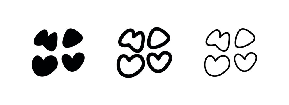 Abstract Blob Shapes Icon Set, Irregular Organic Forms Collection, Stone or Heart-like Vector Icons
