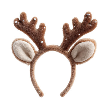 Furry reindeer antlers ears headband holiday spirit