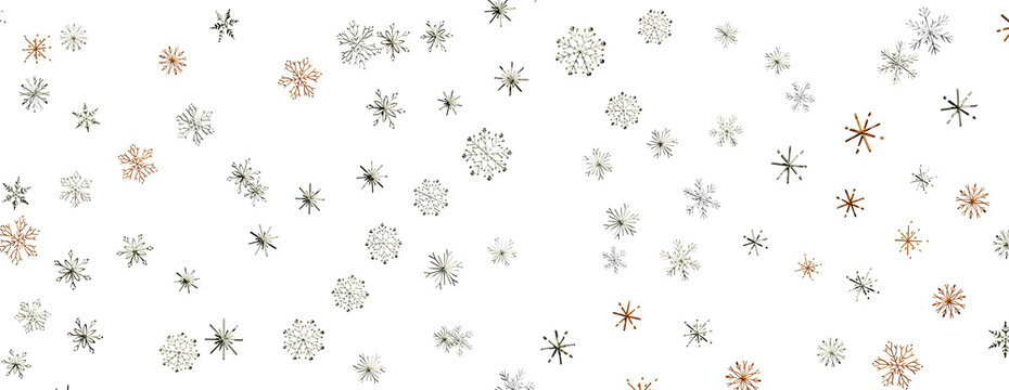 Repeating pattern of snowflakes falling for winter holiday festive celebration and background