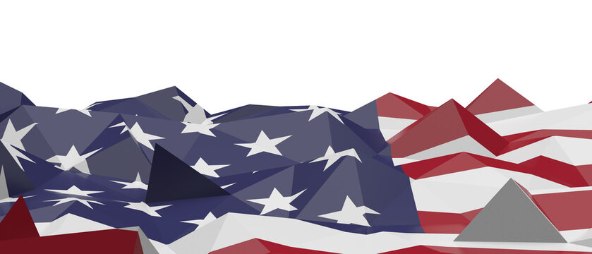 Geometric abstract landscape design inspired by the American flag