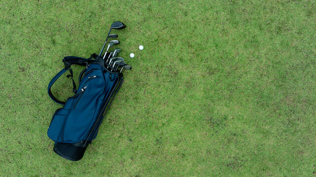 golf bag for media golf.
Top view media golf bag shoot.
Bag lies by media golf.