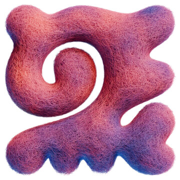 3d rendered numbers made of pink felt with cute funny shape