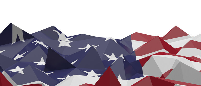 Abstract mountains depicted in the style of the American flag, symbolizing unity and the nation.