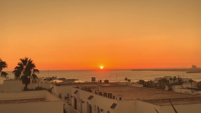 Sunset at the City Agadir in Morocco, Africa