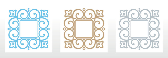 Fototapeta na wymiar Set of decorative frames Elegant vector element for design in Eastern style, place for text. Floral colored frames. Lace illustration for invitations and greeting cards