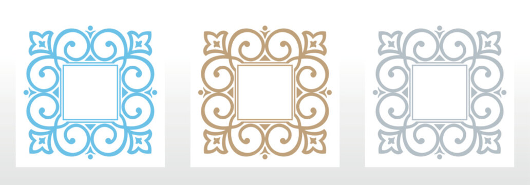 Set of decorative frames Elegant vector element for design in Eastern style, place for text. Floral colored frames. Lace illustration for invitations and greeting cards