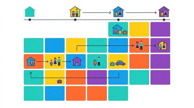 Infographic showing family relocation and house moving process