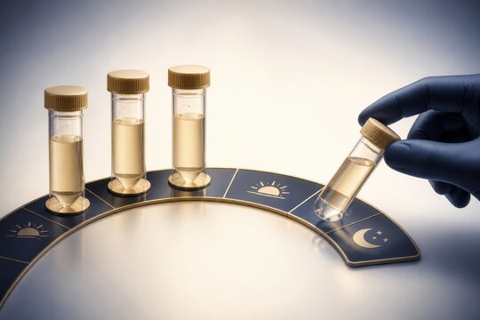 Vial Testing on a Circadian Rhythm Lab Timeline Concept
