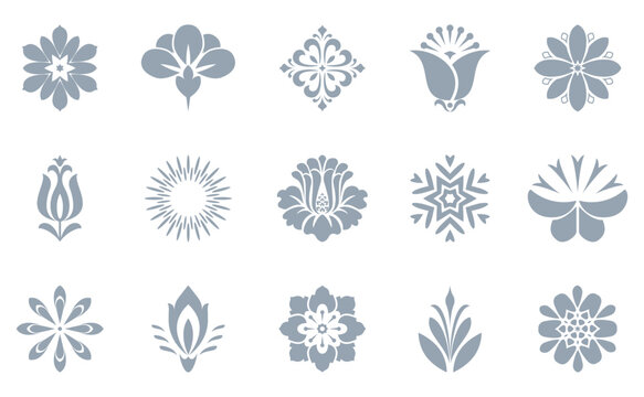 Flower icons set. Isolated elements for design. Vector graphics. Flower collection